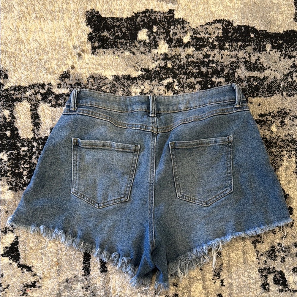 Blue Distressed Jean Shorts - Picture 3 of 4